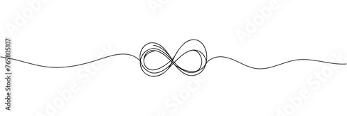 Printthe infinity sign is drawn in one line style. Vector illustration.