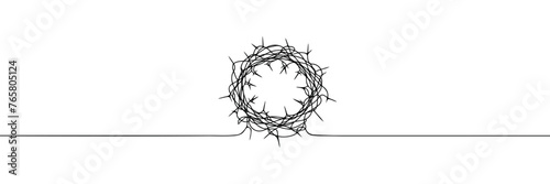 Continuous one line drawing of Christ's crown of thorns.
