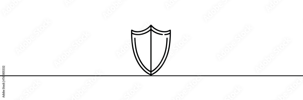 The shield is drawn with one continuous line. Vector illustration. The shield is drawn with one continuous line. Vector illustration.