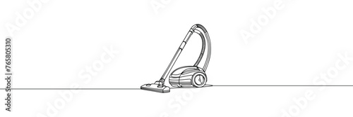 One continuous line drawing of electric vacuum cleaner home appliance. vector illustration