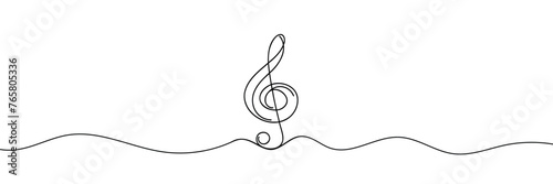 The musical key is drawn as one continuous line. Vector illustration