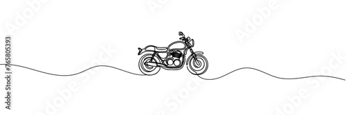 One continuous line drawing of a motorcycle photo