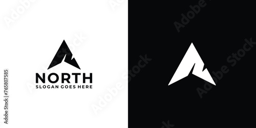 Creative North Logo. Abstract Letter Initial N and Arrow North with Minimalist Style. The North Logo Icon Symbol Vector Design Inspiration.