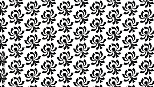 Decorative repeating black pattern on a solid background. Ornamental pattern composed of lines.