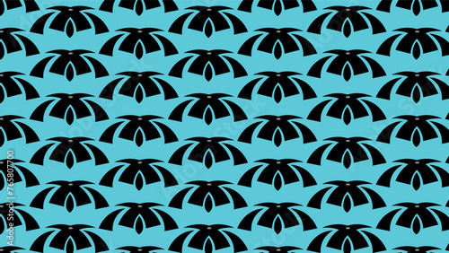 Decorative repeating black pattern on a solid background. Ornamental pattern composed of lines.