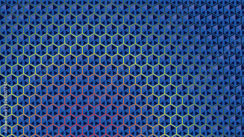 Background with a repeating seamless pattern. hexagons next to each other. Gradient background. Vibrant background, interesting effect.