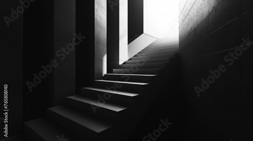 A staircase with no people or objects in the image