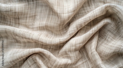 Elegant Beige Textured Fabric Background with Soft Folds and Drapes