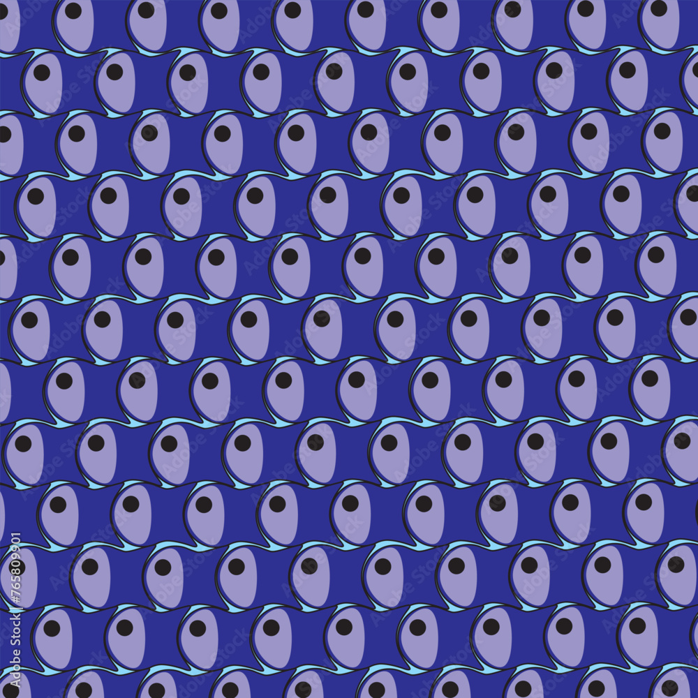 Seamless pattern in blue color with black outlines. Fish connected to each other. Ornamental seamless pattern. Fish, sea, underwater, animal, blue Seamless pattern in blue color with black outlines. Fish connected to each other. Ornamental seamless pattern. Fish, sea, underwater, animal, blue