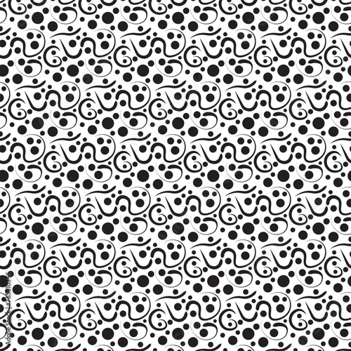 Abstract black and white texture. Seamless background with pattern fill. Repeating pattern with dots and lines