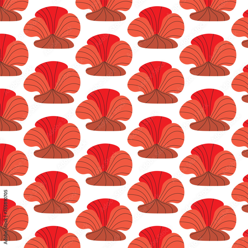 Background with red orchid flowers on a white background. Repeating floral pattern, fabric, clothing, seamless Background with red orchid flowers on a white background. Repeating floral pattern, fabric, clothing, seamless