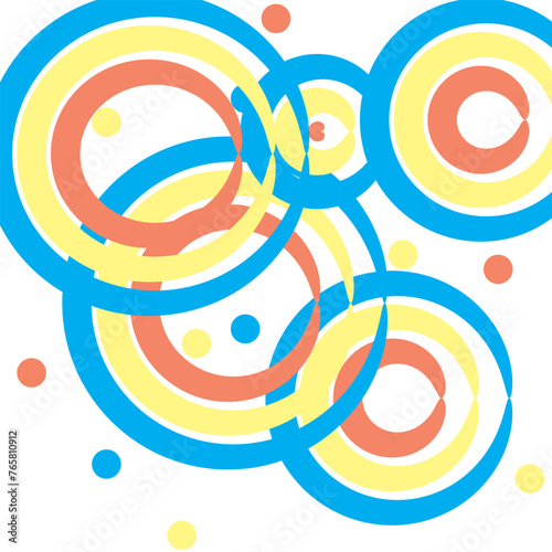 Geometric background with different sized colored circles. Combined colored circles. Circles on a white background.