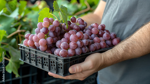 Holding a basket of fresh grapes (ID: 765811194)
