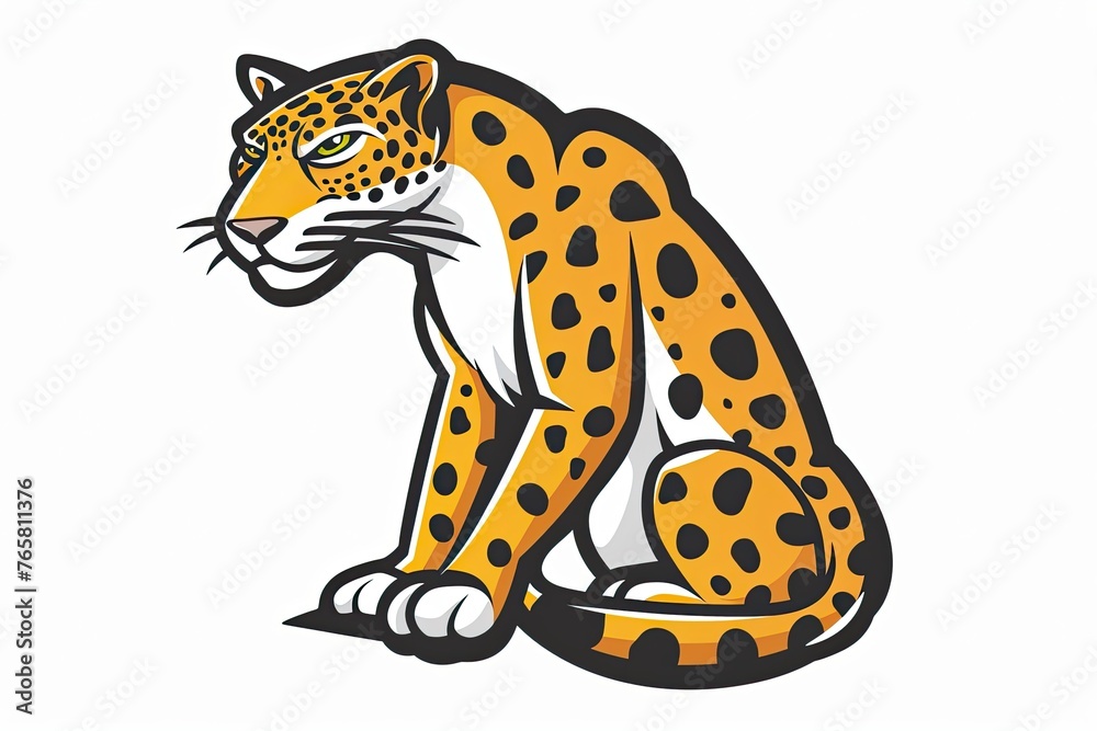 Fototapeta premium Leopard cartoon animal logo, illustration