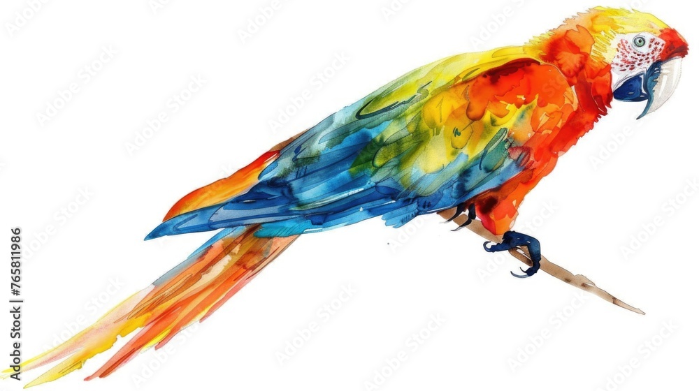 Watercolor clipart of a vibrant toucan, tropical and colorful, isolated on white background for exotic bird and nature themes