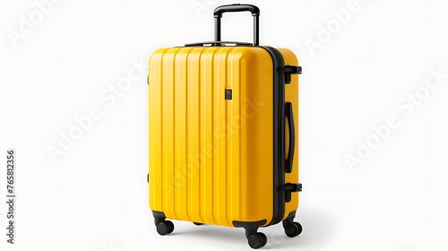 travel yellow suitcase isolated on white background 