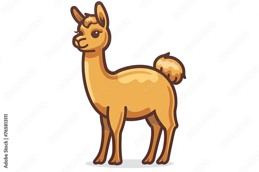 Llama cartoon animal logo, illustration