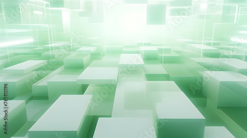 3d rendering of white and green abstract geometric background. Scene for advertising  technology  showcase  banner  game  sport  cosmetic  business  metaverse. Sci-Fi Illustration. Product display