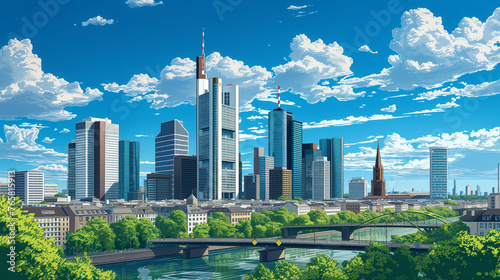 Frankfurt Main Tower cartoon photo