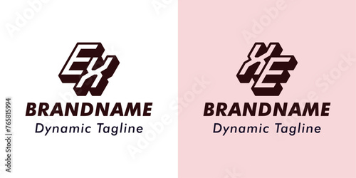 Letters EX and XE 3D Monogram Logo, Suitable for business with EX or XE initials