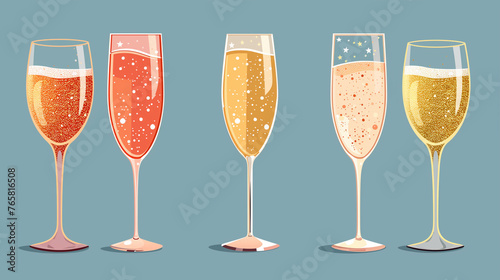 Glittering Champagne Glasses cartoon