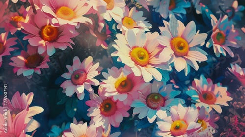 watercolor multiple daisy variant floral pattern photo