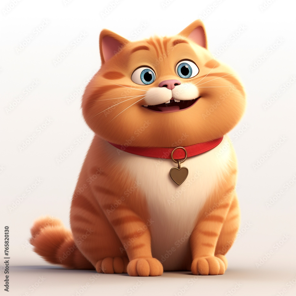 white background, light falling from above, front view, cartoon fat cat сreated with Generative Ai white background, light falling from above, front view, cartoon fat cat сreated with Generative Ai