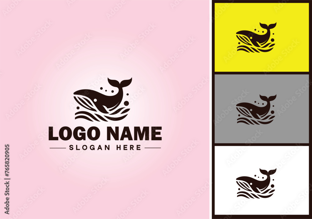 Whale icon logo vector art graphics for business brand icon Whale fish Ocean logo template