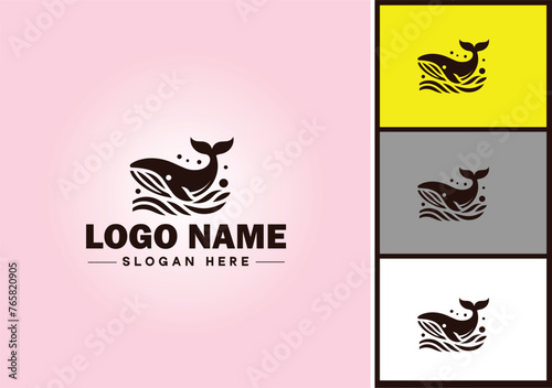 Whale icon logo vector art graphics for business brand icon Whale fish Ocean logo template