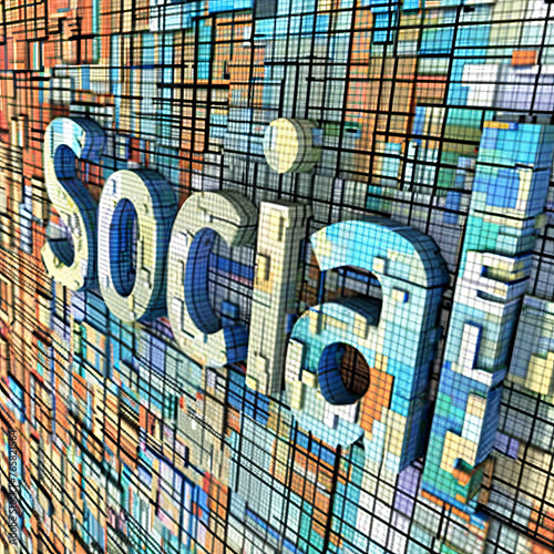 A person sees the word "Social" displayed on a solid background in an image.