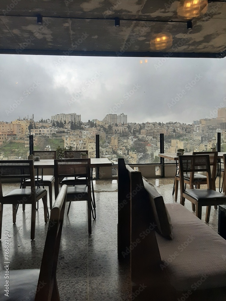 Restaurant at rainy day, Amman