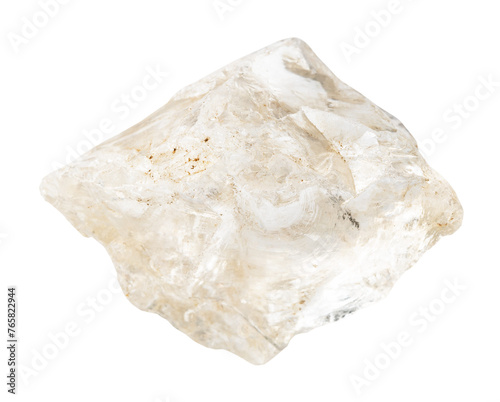 close up of sample of natural stone from geological collection - raw rock quartz mineral isolated on white background