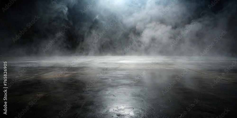 Texture Dark Concrete Floor with Mist or Fog. Abstract and Industrial Concept.