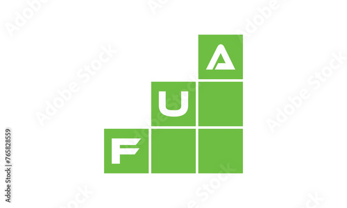 FUA initial letter financial logo design vector template. economics, growth, meter, range, profit, loan, graph, finance, benefits, economic, increase, arrow up, grade, grew up, topper, company, scale photo