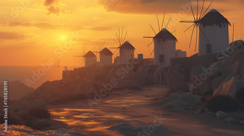 Ancient Mykonos Windmills