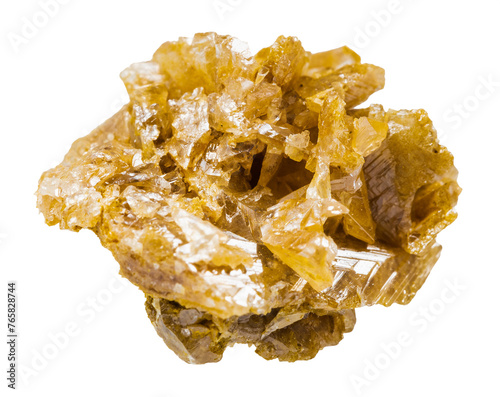 close up of sample of natural stone from geological collection - raw cerussite mineral isolated on white background from Altai photo