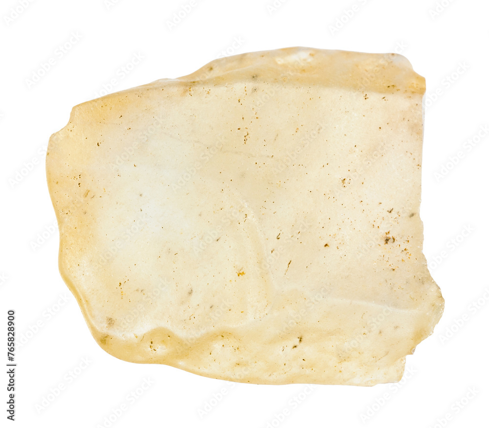 close up of sample of natural stone from geological collection - raw libyan desert glass isolated on white background from Eastern Sahara, Egypt close up of sample of natural stone from geological collection - raw libyan desert glass isolated on white background from Eastern Sahara, Egypt