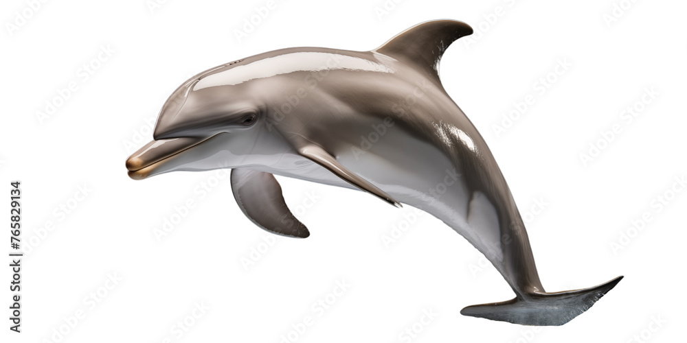 Obraz premium a dolphin jumping out of water on a transparent background.