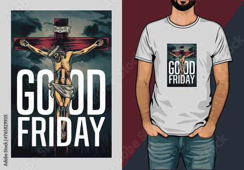 good friday typography with vector t-shirt design 
