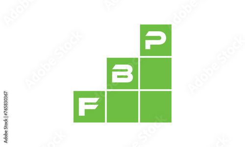 FBP initial letter financial logo design vector template. economics, growth, meter, range, profit, loan, graph, finance, benefits, economic, increase, arrow up, grade, grew up, topper, company, scale photo