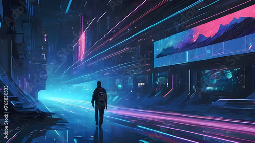 Walking Into Cyberspace Synthwave Style With Vibrant Colours