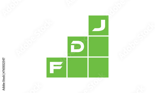 FDJ initial letter financial logo design vector template. economics, growth, meter, range, profit, loan, graph, finance, benefits, economic, increase, arrow up, grade, grew up, topper, company, scale photo