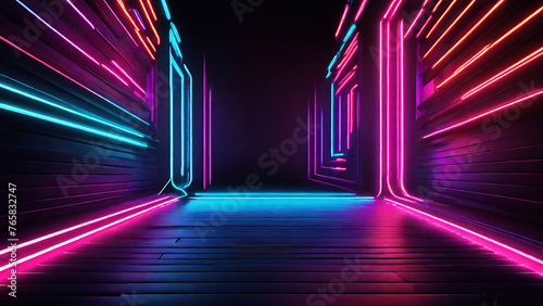 Neon Background, Neon Light Background Generative AI