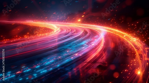 Electrons racing along conductive pathways  creating a breathtaking light show as they carry electrical current through a circuit