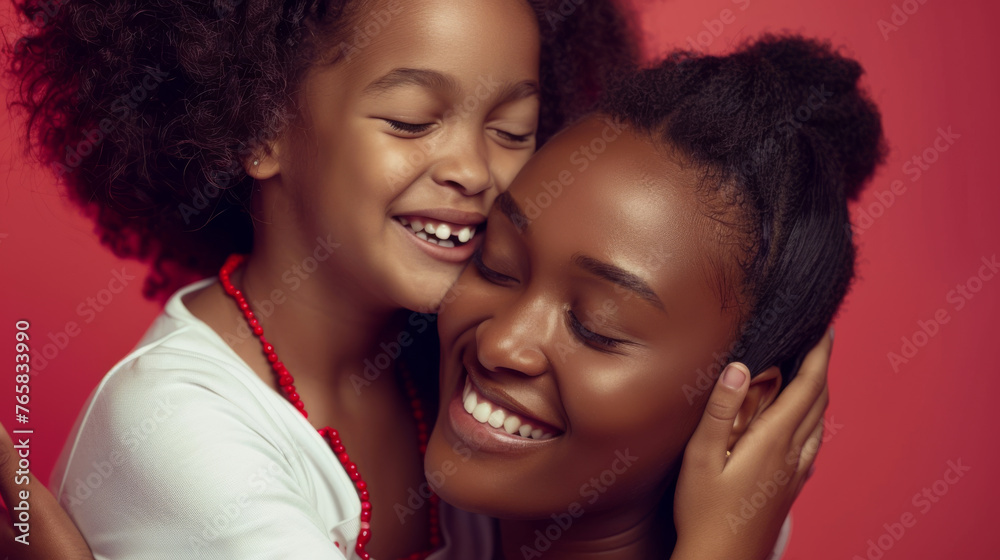 A joyous mother and child share a tender, loving embrace. A joyous mother and child share a tender, loving embrace.