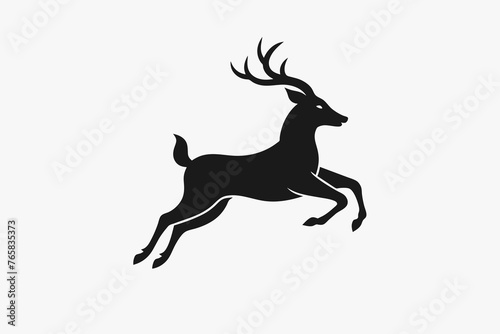  Jumping deer silhouette vector illustration