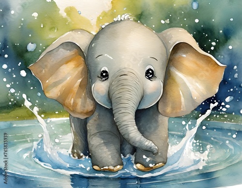 elephant with water