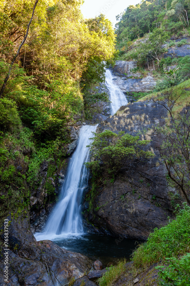 Mae Pan Waterfall at Doi Inthanon National Park in Thailand. Nature of North Thailand. Vertical view. Mae Pan Waterfall at Doi Inthanon National Park in Thailand. Nature of North Thailand. Vertical view.