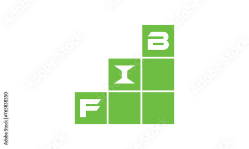 FIB initial letter financial logo design vector template. economics, growth, meter, range, profit, loan, graph, finance, benefits, economic, increase, arrow up, grade, grew up, topper, company, scale