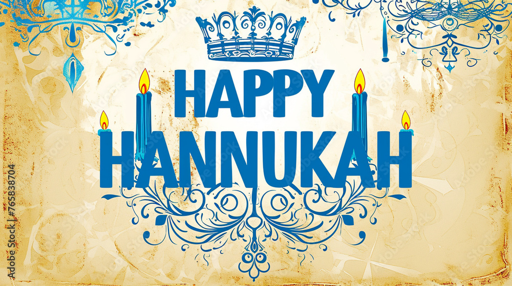 Naklejka premium happy hannukah greeting card with candles